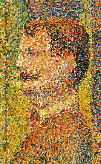 Detail from La Parade  showing pointillism, Georges Seurat